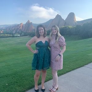 Green strapless dress